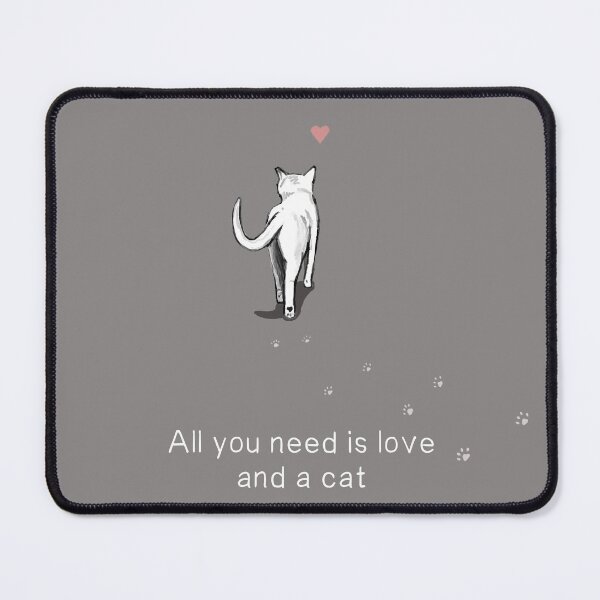 Item preview, All you need is love and a cat - in grey designed and sold by Maddy Bennett.