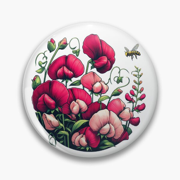 Item preview, Floral Art with Red and Pink Sweet Peas, Botanical Art designed and sold by LunarFern.