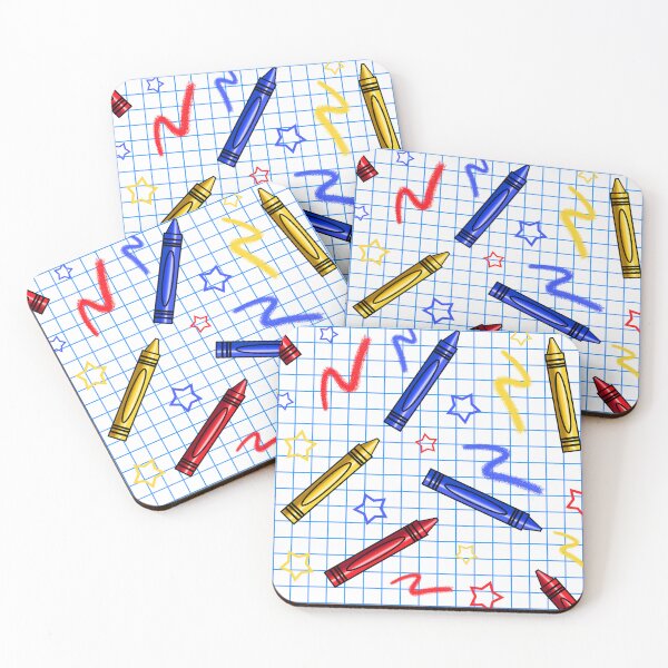 Item preview, Kidcore Aesthetic Primary Colors Crayons, Scribbles and Stars on a Blue and White Grid Background designed and sold by KlaryssaNicole.