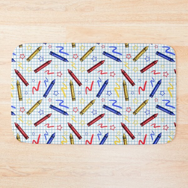 Item preview, Kidcore Aesthetic Primary Colors Crayons, Scribbles and Stars on a Blue and White Grid Background designed and sold by KlaryssaNicole.