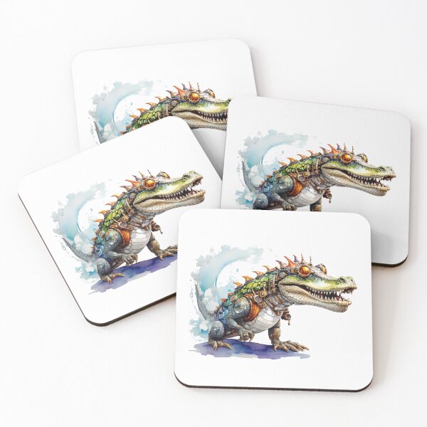 Item preview, A steampunk crocodile as a watercolor designed and sold by Rose Design & Photos.