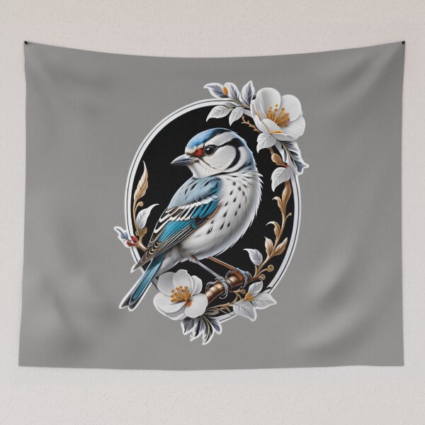 Item preview, Small Blue White Bird Flower Portrait designed and sold by TheArtOfPat.