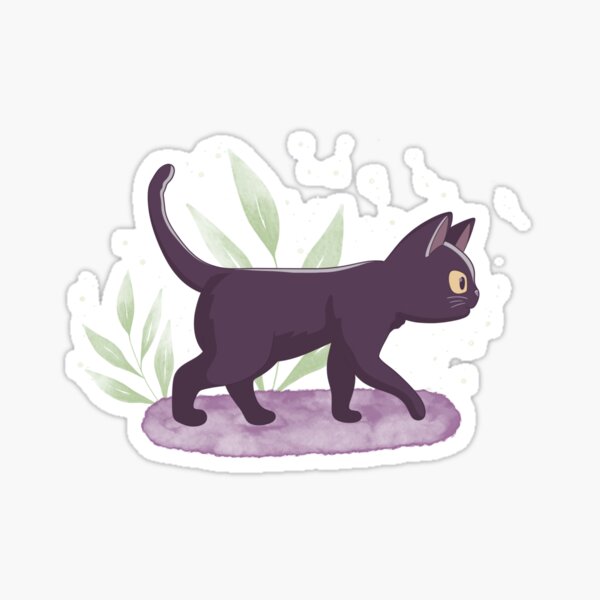 Cute Walking Purple Baby Cat Sticker