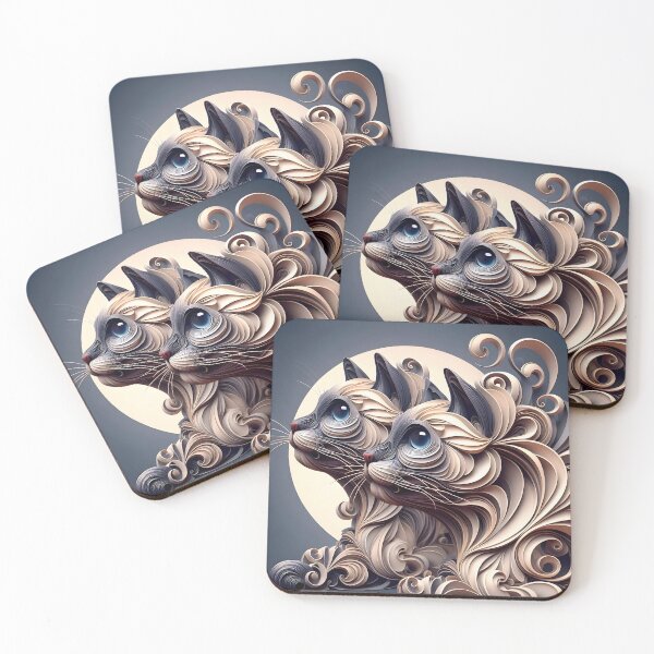 Item preview, Whimsical Siamese Cats Art: Abstract Feline Design designed and sold by PandaTShirtShop.