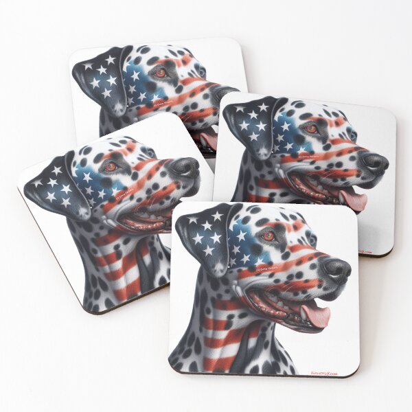 Item preview, Patriotic Tatted Dalmatian with Heterochromia designed and sold by TattedWolf.