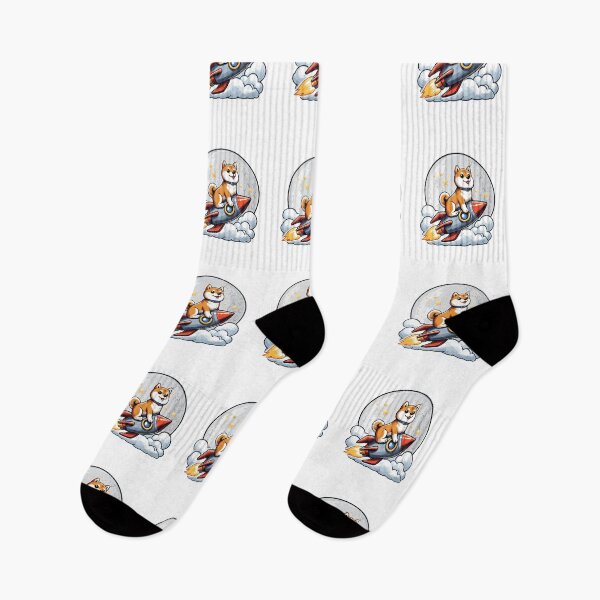 Item preview, Shiba inu flies to the moon designed and sold by CryptoFunMerch.