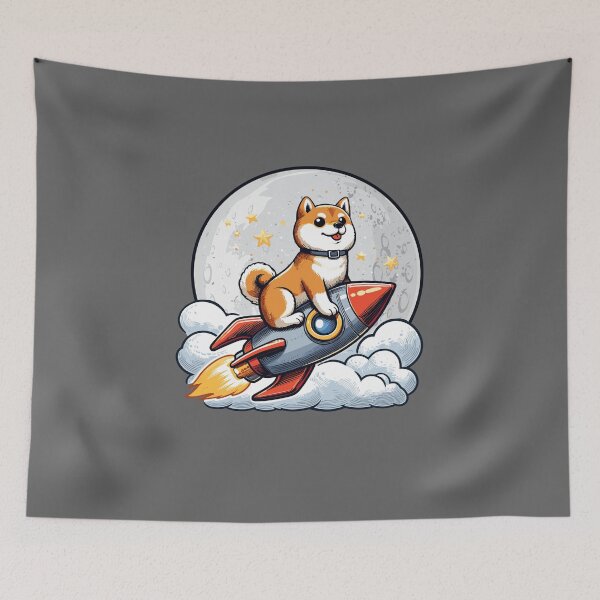 Artikelvorschau, Shiba inu fliegt bis zum Mond entworfen und verkauft von CryptoFunMerch.