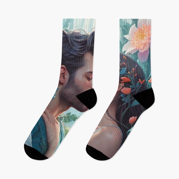 Item preview, Floral Serenity: Couple Amidst a Blooming Garden designed and sold by GrizzlyCollective.