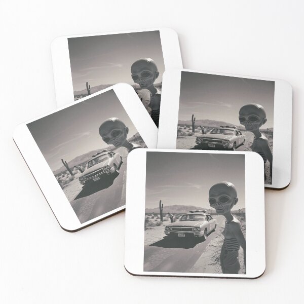 Item preview, photo of an alien standing on the side of the road designed and sold by twinklepod.