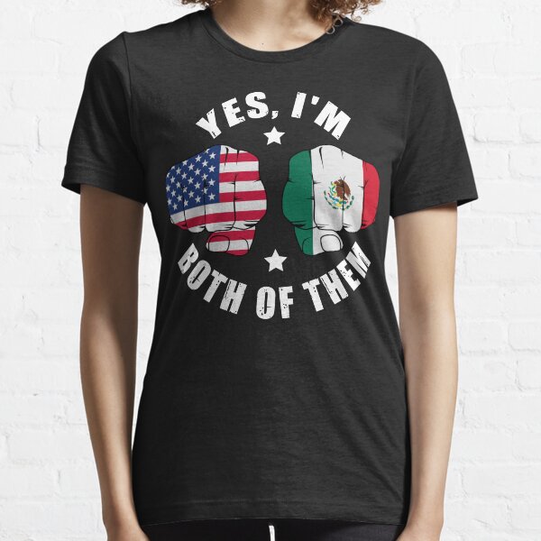 Aperçu de l'œuvre Drapeau mi-américain mi-mexicain Oui, je suis les deux créée et vendue par OX-tright.