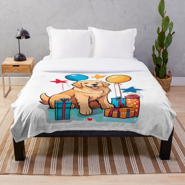 Item preview, Golden retriever birthday party super cute sticker designed and sold by Vivid Studio.
