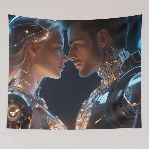 Item preview, Futuristic Love: Androids Embracing Affection designed and sold by GrizzlyCollective.