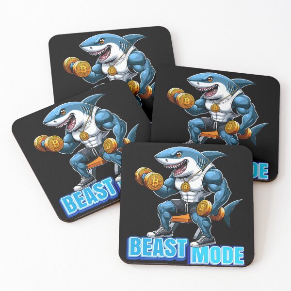 Item preview, a shark curling bitcoins - Beast Mode designed and sold by CryptoFunMerch.