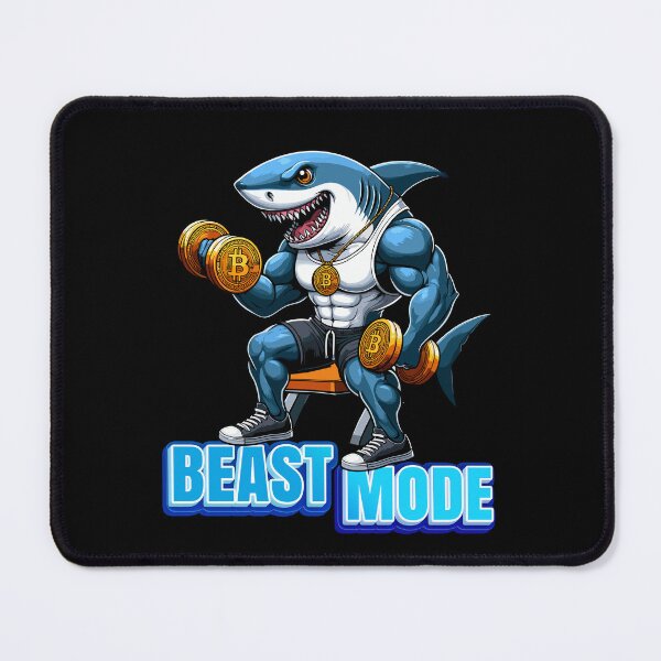 Item preview, a shark curling bitcoins - Beast Mode designed and sold by CryptoFunMerch.