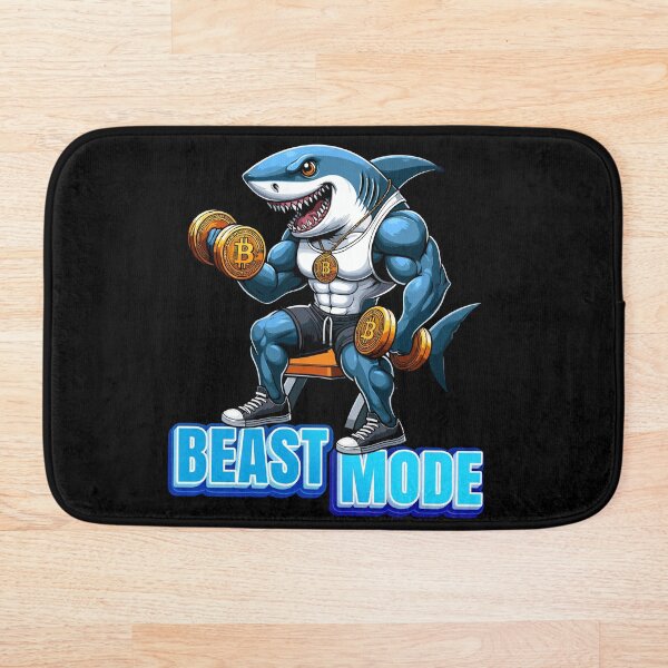 Item preview, un tiburón enrollando Bitcoins - Modo Bestia designed and sold by CryptoFunMerch.