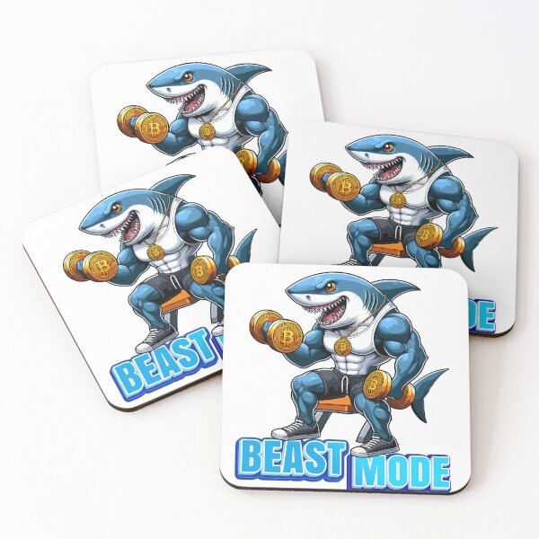 Item preview, a shark curling bitcoins - Beast Mode designed and sold by CryptoFunMerch.