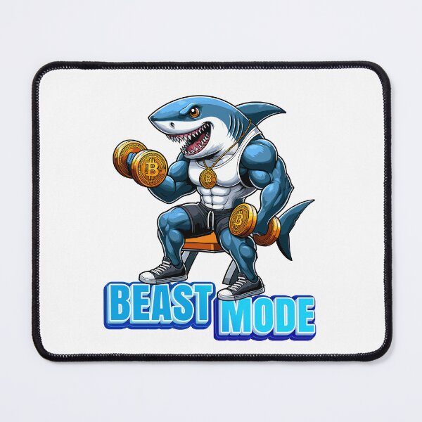 Item preview, a shark curling bitcoins - Beast Mode designed and sold by CryptoFunMerch.