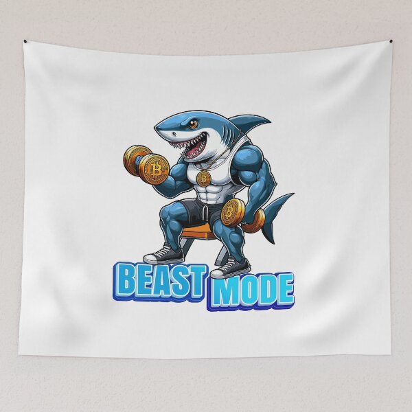 Item preview, a shark curling bitcoins - Beast Mode designed and sold by CryptoFunMerch.