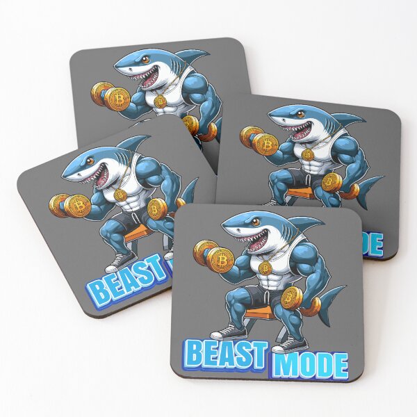 Item preview, a shark curling bitcoins - Beast Mode designed and sold by CryptoFunMerch.