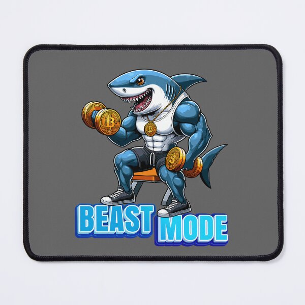 Item preview, a shark curling bitcoins - Beast Mode designed and sold by CryptoFunMerch.