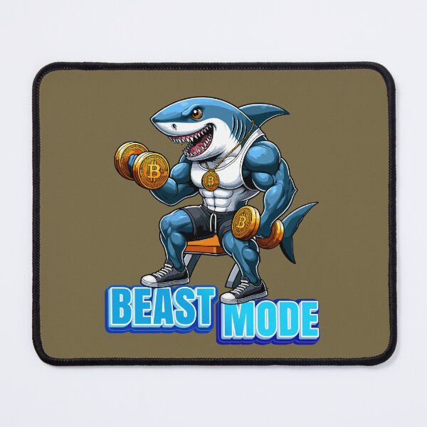 Item preview, a shark curling bitcoins - Beast Mode designed and sold by CryptoFunMerch.