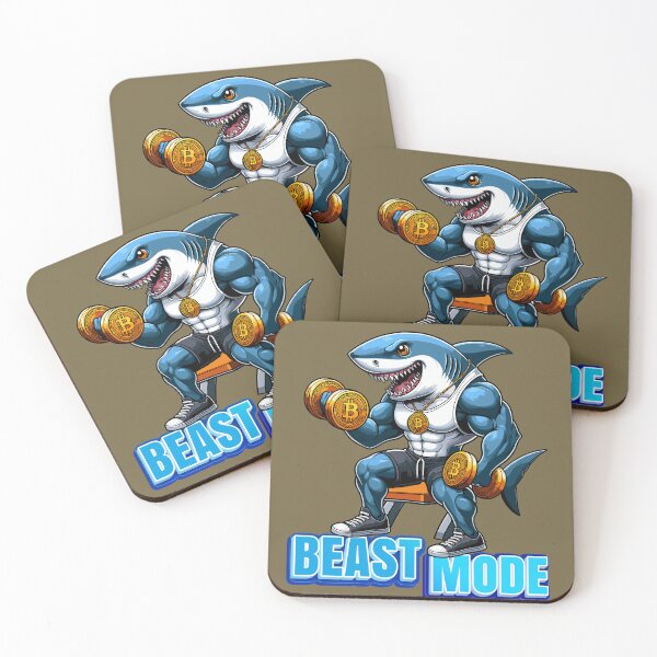 Item preview, a shark curling bitcoins - Beast Mode designed and sold by CryptoFunMerch.