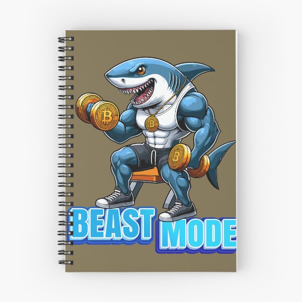 Item preview, a shark curling bitcoins - Beast Mode designed and sold by CryptoFunMerch.