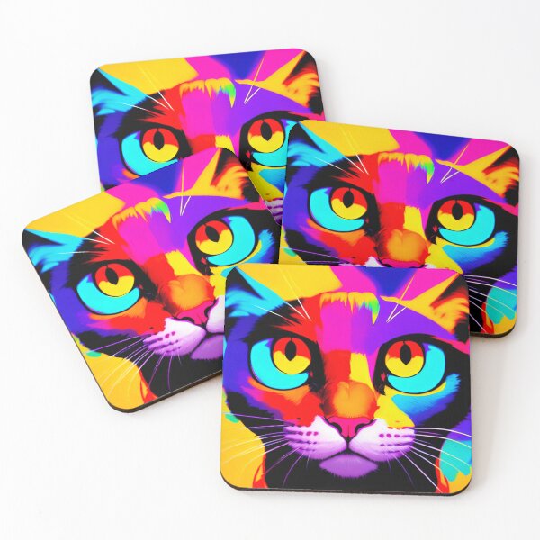 Item preview, Vibrant Feline Palette: Colorful Cat Pattern designed and sold by GrizzlyCollective.