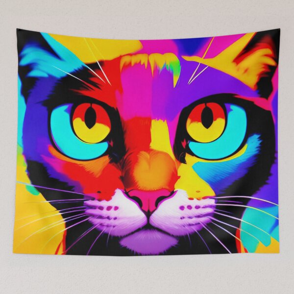 Item preview, Vibrant Feline Palette: Colorful Cat Pattern designed and sold by GrizzlyCollective.