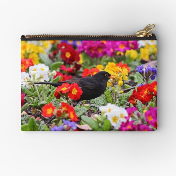Item preview, Blackbird in pansies designed and sold by GreyFeatherPhot.