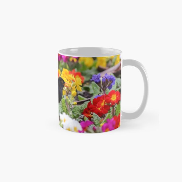 Item preview, Blackbird in pansies designed and sold by GreyFeatherPhot.