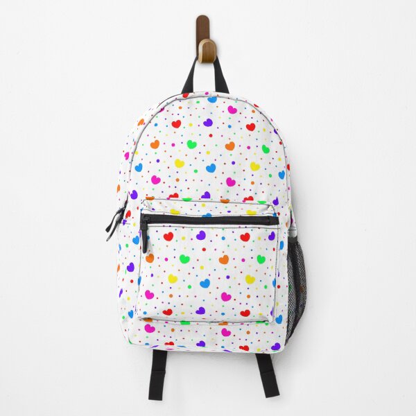 Item preview, Y2K Kidcore Neon Rainbow Hearts and Neon Rainbow Dots on a White Background designed and sold by KlaryssaNicole.