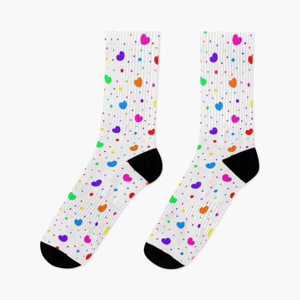 Item preview, Y2K Kidcore Neon Rainbow Hearts and Neon Rainbow Dots on a White Background designed and sold by KlaryssaNicole.