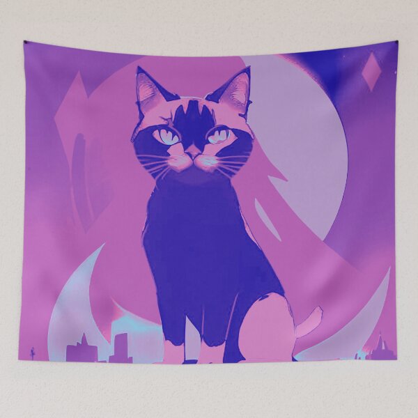 Item preview, Vibrant Whiskers: Purple and Pink Cat designed and sold by GrizzlyCollective.