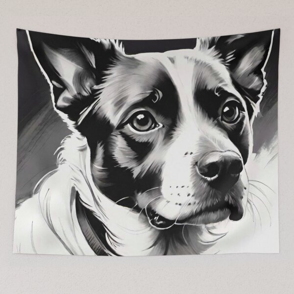 Item preview, Monochrome Paws: Adorable Black and White Dog designed and sold by GrizzlyCollective.