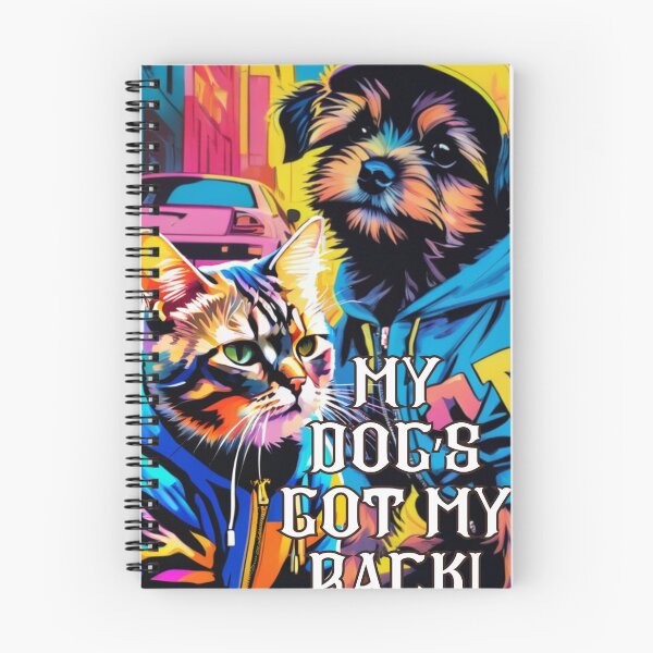 Artikelvorschau, My Dog's Got My Back - Süße Pop-Art-Clipart-Zeichnung von Kätzchen und Welpen im Urban Style entworfen und verkauft von Wolvescreate.