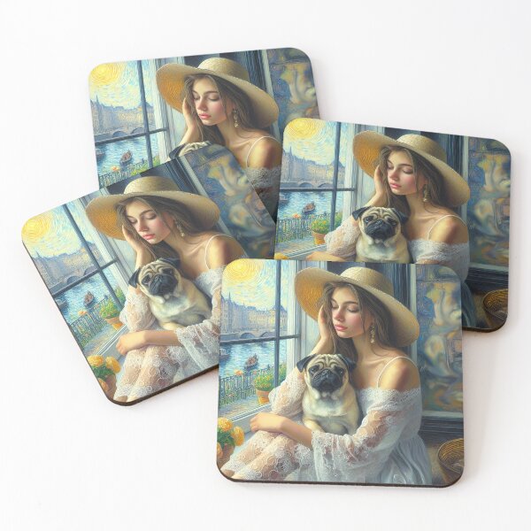 Item preview, Cute girl with a pug designed and sold by aleksandr13.