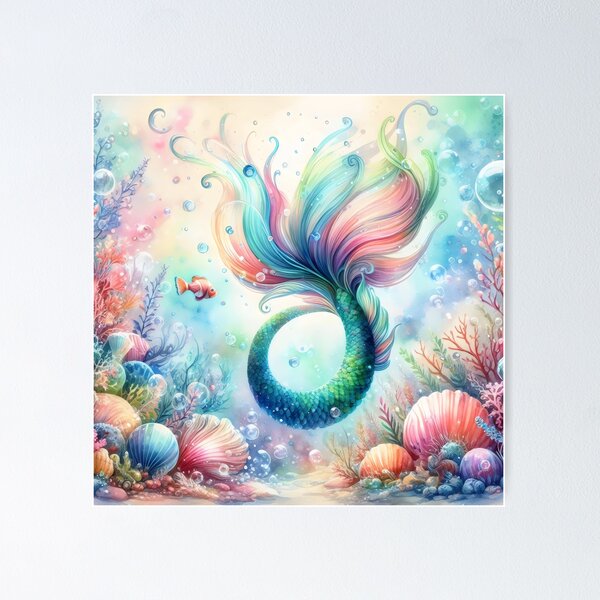 Item preview, Watercolor Mermaid Tail, Mermaid Tales, Fantasy Mermaid, Mermaids designed and sold by stylishdzign.