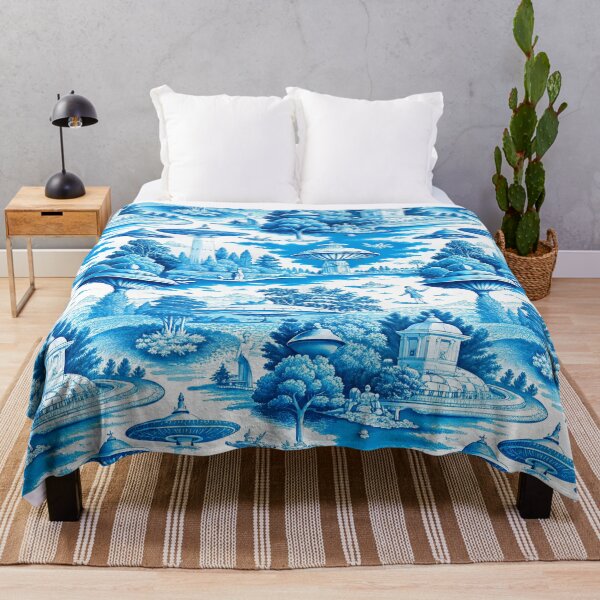 Item preview, UFO Alien Abduction Toile - Ironic 1700s Retrofuturistic Sci Fi designed and sold by bearslover.