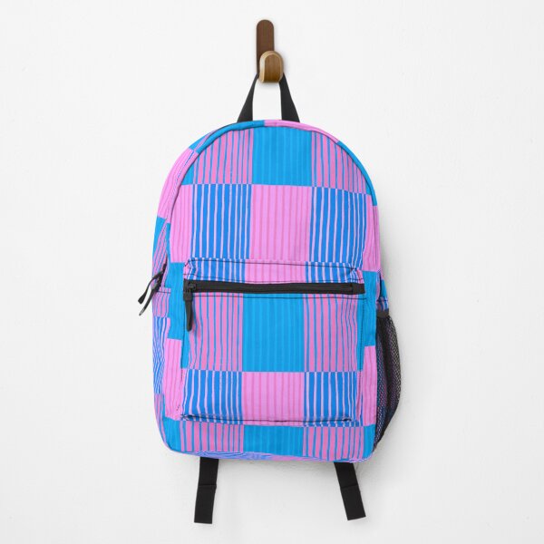 Item preview, Pink and Blue Brushstroke Stripes Grid Patchwork designed and sold by OneThreeSix.