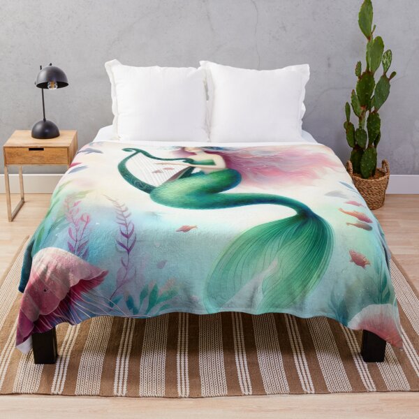 Item preview, Watercolor Mermaid With Harp, Mermaid Tales, Fantasy Mermaid, Mermaids designed and sold by stylishdzign.