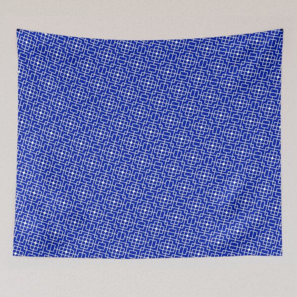 Item preview, White Chinese Geometric Pattern Squares Blue Ordered Compositions designed and sold by Alchemy-A-La-G.