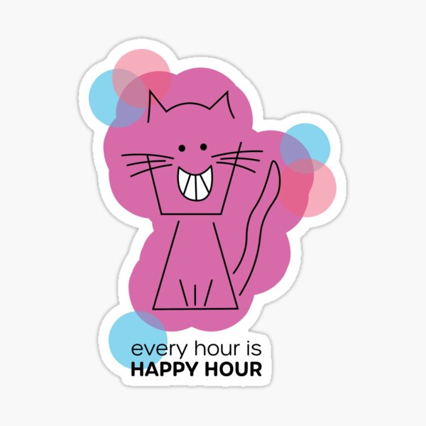 Item preview, Every Hour is Happy Hour (Zoey the Happy Cat) designed and sold by kookadesigns.