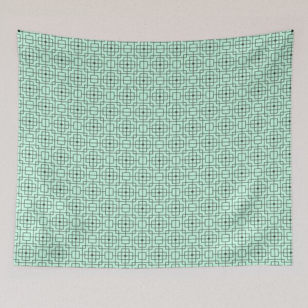 Item preview, Grey Chinese Geometric Pattern Squares Teal Ordered Compositions designed and sold by Alchemy-A-La-G.