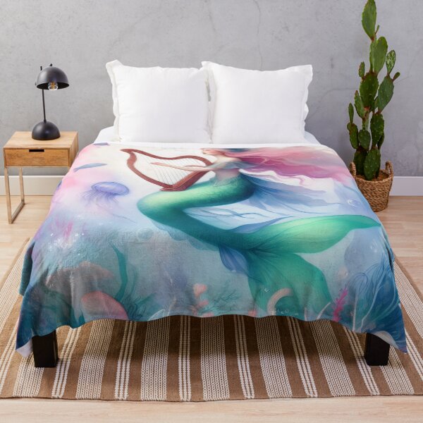 Item preview, Watercolor Mermaid With Harp, Mermaid Tales, Fantasy Mermaid, Mermaids designed and sold by stylishdzign.