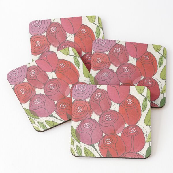 Item preview, Romantic red roses in an arts and crafts style  designed and sold by SunnyAunt.