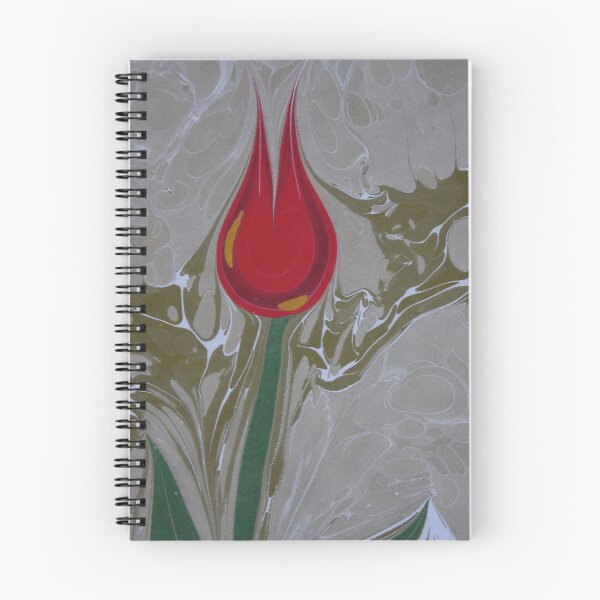 Item preview, Abstract Vintage Marbled Red Ebru Painted Tulip designed and sold by T Artist.