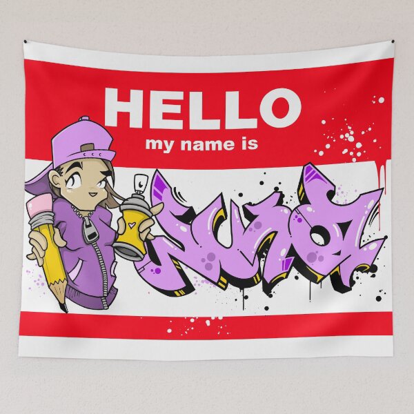 Item preview, Sticker Hello my name Wuna _ Graffiti designed and sold by Wounyz.