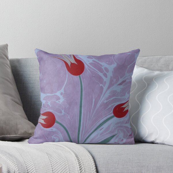 Item preview, Abstract Vintage Marbled Red Ebru Flowers designed and sold by T Artist.