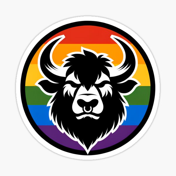 LGBTQ Pride Bull Anthro Furry Rainbow Logo Sticker